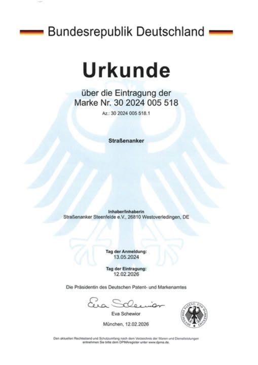 strassenanker e v eintragung der marke